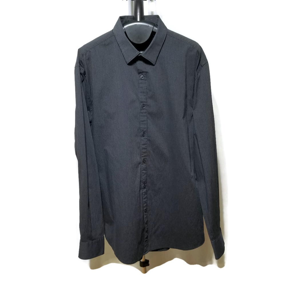 Axist by Perry Ellis Charcoal Gray Black Striped